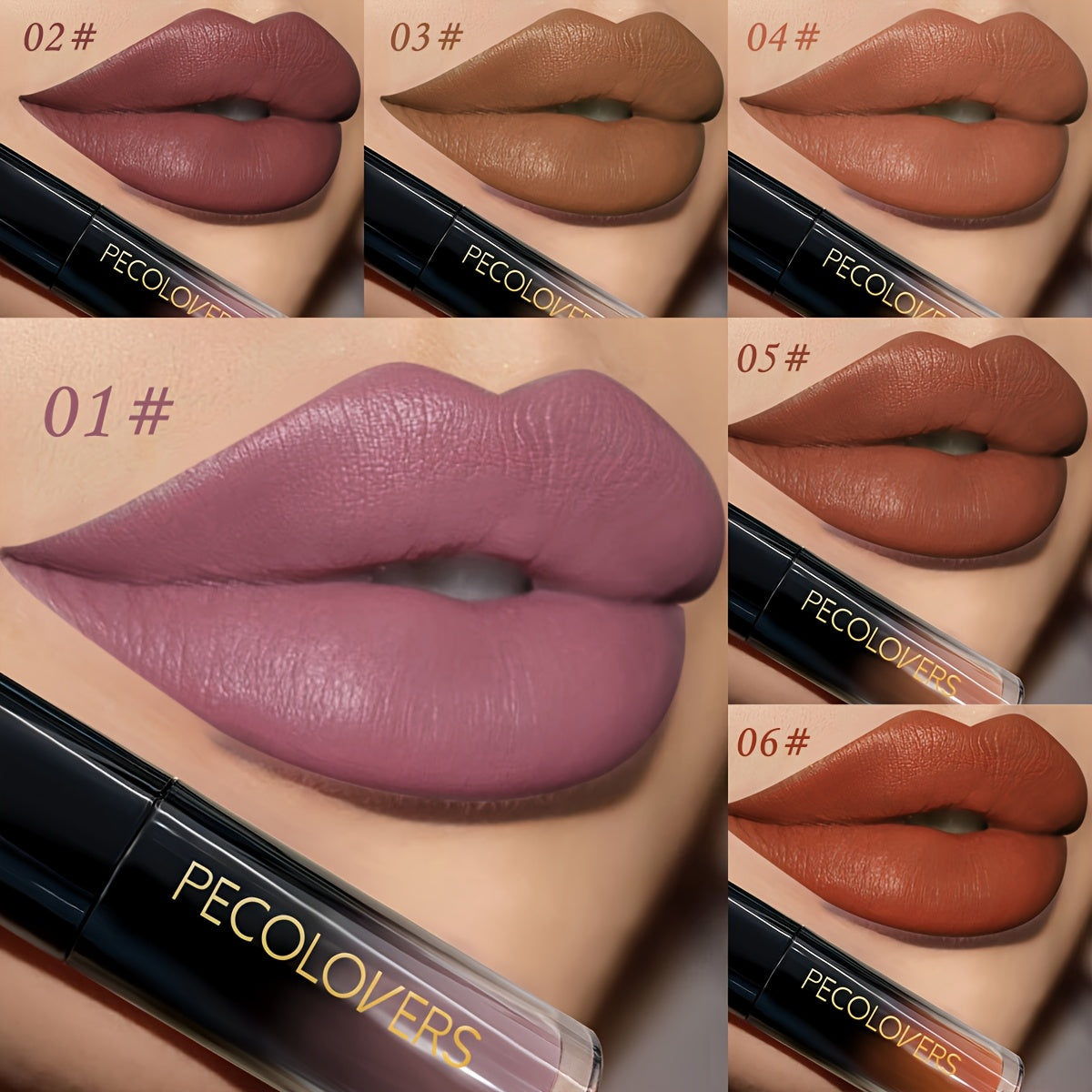 PECOLOVERS Matte Velvet Liquid Lipstick - 18 Colors, Long-Lasting Satin Finish, Creamy Formula for All Light Beige Types, Perfect for Christmas & Everyday Makeup, Everyday Makeup, Sleek Tube Design, Smooth Application - The Superior Findings Depot