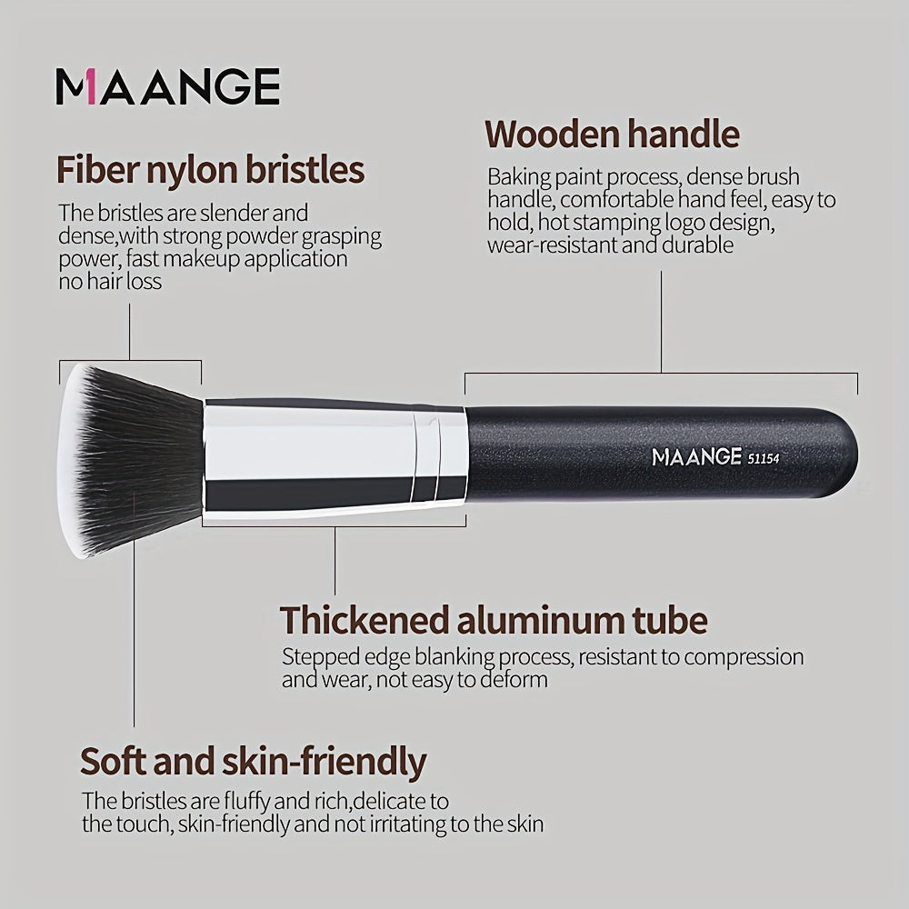 MAANGE Flawless Foundation Brush - Large Flat Top, Ultra-Soft Nylon Bristles for Seamless, Quick Application - Fragrance-Free, Ideal for All Skin Types - Black Handle, MAANGE - The Superior Findings Depot