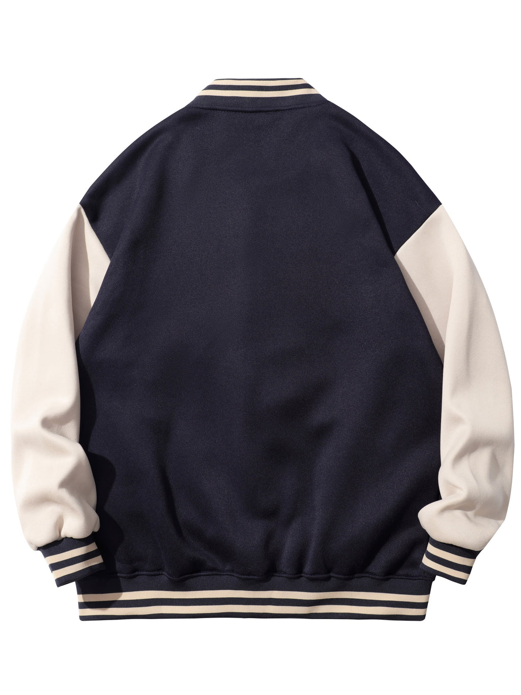 Warm Letter Print Star Pattern Embroidery Varsity Jacket, Men's Casual Color Block Button Up Jacket For Spring Fall School Baseball - The Superior Findings Depot