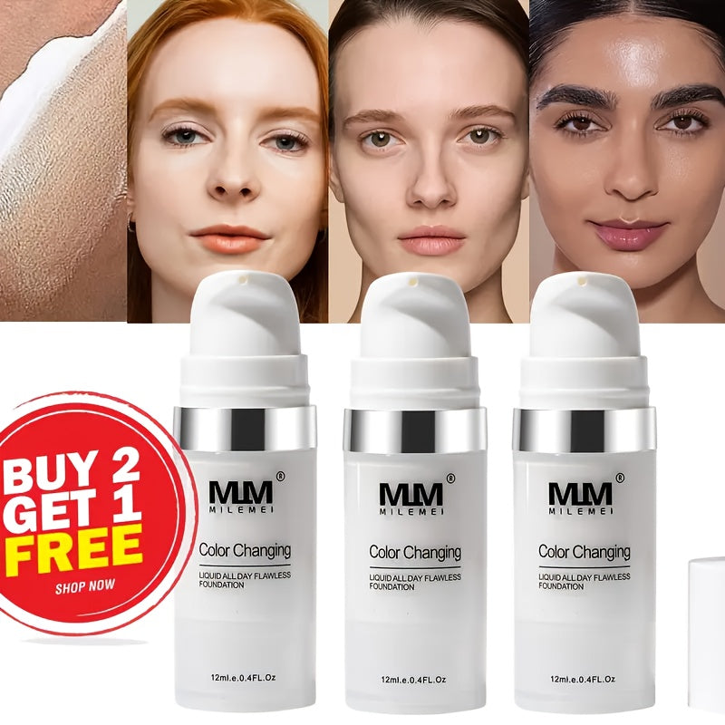 Magic Color-Changing BB Cream Set for men & Women, Buy 2 Get 1 Free 3pcs, Temperature-Activating Oil Control Foundation, Cream Formula with buildable Coverage, Long-Lasting for all Light Beige Types, Medium, White Shades, Tra - The Superior Findings Depot