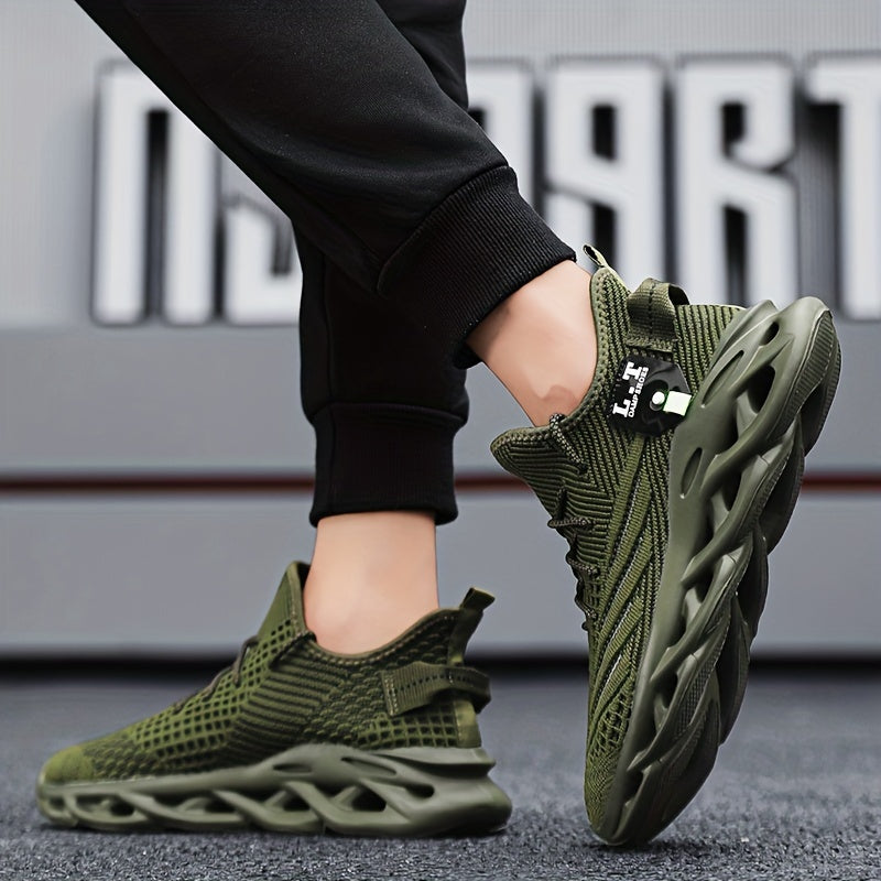 Men's Lightweight Plus Size Jogging Shoes - Breathable Mesh Lace-Up