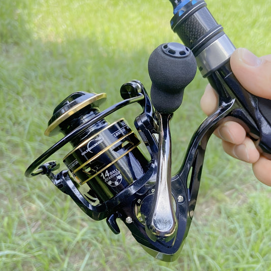 1pc 14 Ball Bearings Two Colors Metal Spinning Fishing Reel For Long Casting & Freshwater Fishing