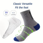 20 Pairs Men'S Polyester Sports Socks, Breathable Knit Fabric, Alphabet Pattern, Thick Warm Socks for All Seasons, 100% Polyester