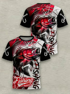 Men's Fishing Enthusiast T-Shirt - Fish Hook & Bass Graphic