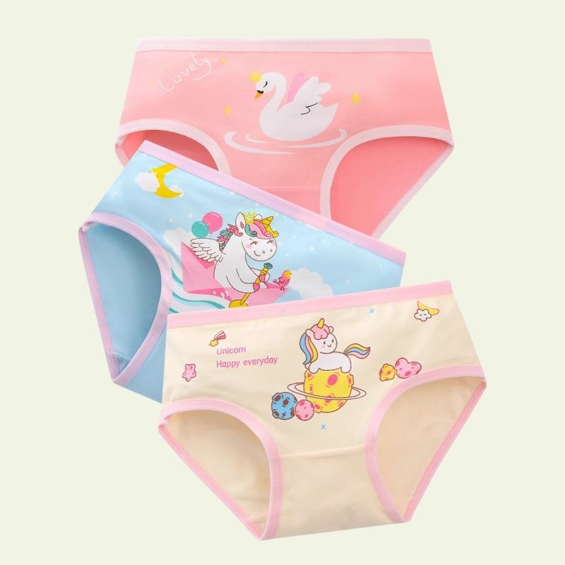 8-Pack Girls' Underwear - Pink Briefs Unicorn & Mermaid Print