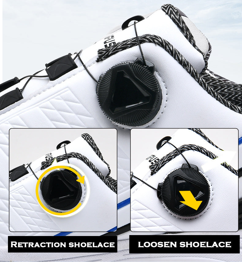 LEFUS Men's Golf Shoes - Non-Slip Fixed Spikes with Rotary Buckle