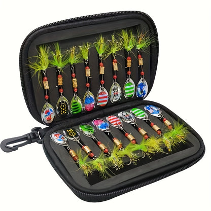 16pcs Premium Fishing Spinner Lure Set - Durable Artificial Hard Bait with Sharp Hooks for Bass Fishing, Perfect Gift for Easter, Women's Day, Valentine's, Mother's Day