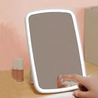 1pc LED Makeup Mirror with 3-Color Lighting (White/Natural/Warm Light), Adjustable Brightness, Touch Switch, USB Rechargeable, Portable Foldable Design, Polished Glass Surface & Floral Theme - Compact Travel-Friendly Vanity M - The Superior Findings Depot