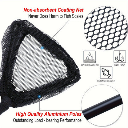 Complete Fishing Tool Set - Nets with Telescopic Folding Landing Net, EVA Handle, Durable Nylon Net Bag, Stainless Steel Fish Controller, and Fishing Pliers for Efficient Catching and Releasing