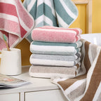 8pcs Coral Striped Towel Set/300 GSM Fabric/2 Large Bath Towels 27.56x55.12 Inches/2 Bath Towels 13.78x29.53 Inches/4 Washcloths 11.81x11.81 Inches/Ultra-Soft/Quick-Drying/Highly Absorbent/Ideal for Home/Hotel/Spa/Salon/Face - The Superior Findings Depot
