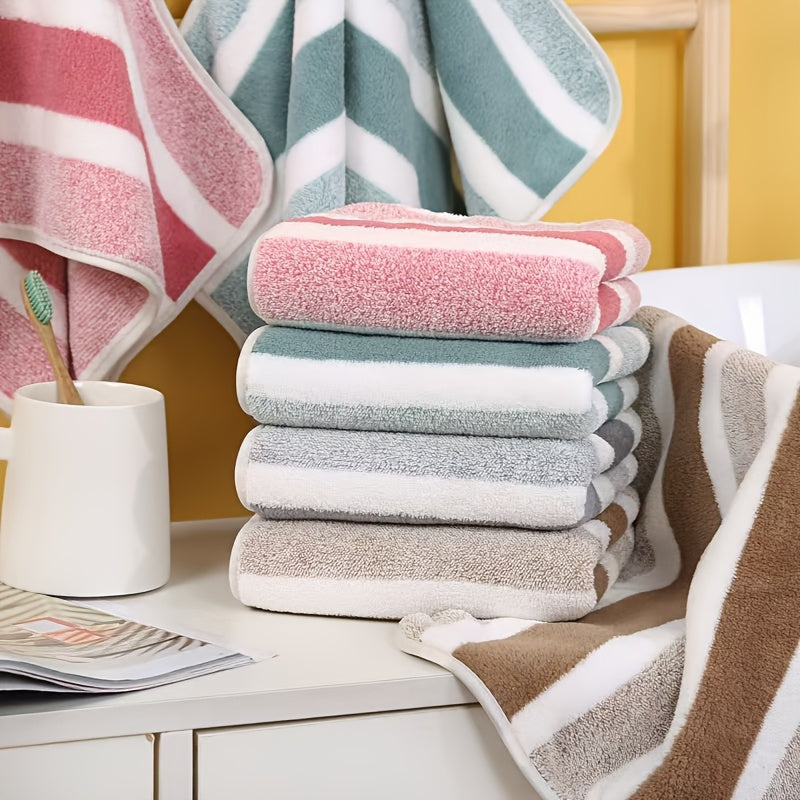 8pcs Coral Striped Towel Set/300 GSM Fabric/2 Large Bath Towels 27.56x55.12 Inches/2 Bath Towels 13.78x29.53 Inches/4 Washcloths 11.81x11.81 Inches/Ultra-Soft/Quick-Drying/Highly Absorbent/Ideal for Home/Hotel/Spa/Salon/Face - The Superior Findings Depot