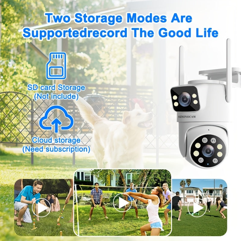 IP66 Dual Lens Outdoor WiFi Security Camera - 2.4GHz Wireless IP Camera, AI Human Tracking, Color Night Vision, Two-Way Audio, Pan/Tilt Rotation for Home Surveillance - The Superior Findings Depot