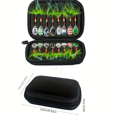 16pcs Premium Fishing Spinner Lure Set - Durable Artificial Hard Bait with Sharp Hooks for Bass Fishing, Perfect Gift for Easter, Women's Day, Valentine's, Mother's Day