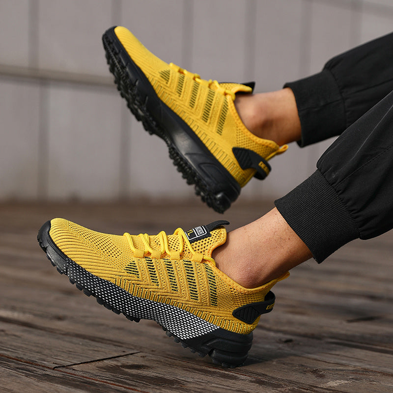 Men's Breathable Knitted Sports Shoes - Shock-Absorbing Non-Slip