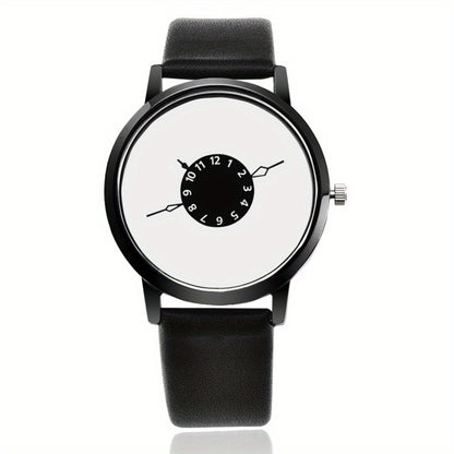 Round Dial Simple Quartz Watch for Lovers - Stainless Steel Case, PU Leather Strap, Pointer Display, Electronic Movement, Non-Waterproof, Ideal Gift Choice