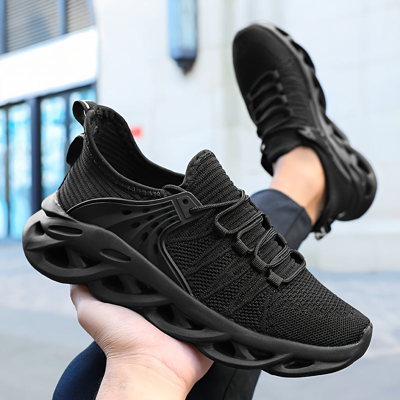 Men's Breathable Knit Running Footwear - Shock Absorption Soft Sole