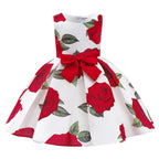 Girls Princess Dress - Floral Print Bowknot Formal Pageant Gown