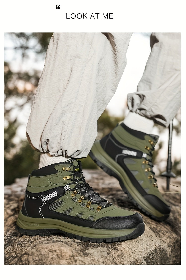 MAINALUN Men's All-Season High-Top Hiking Boots - Heavy-Duty