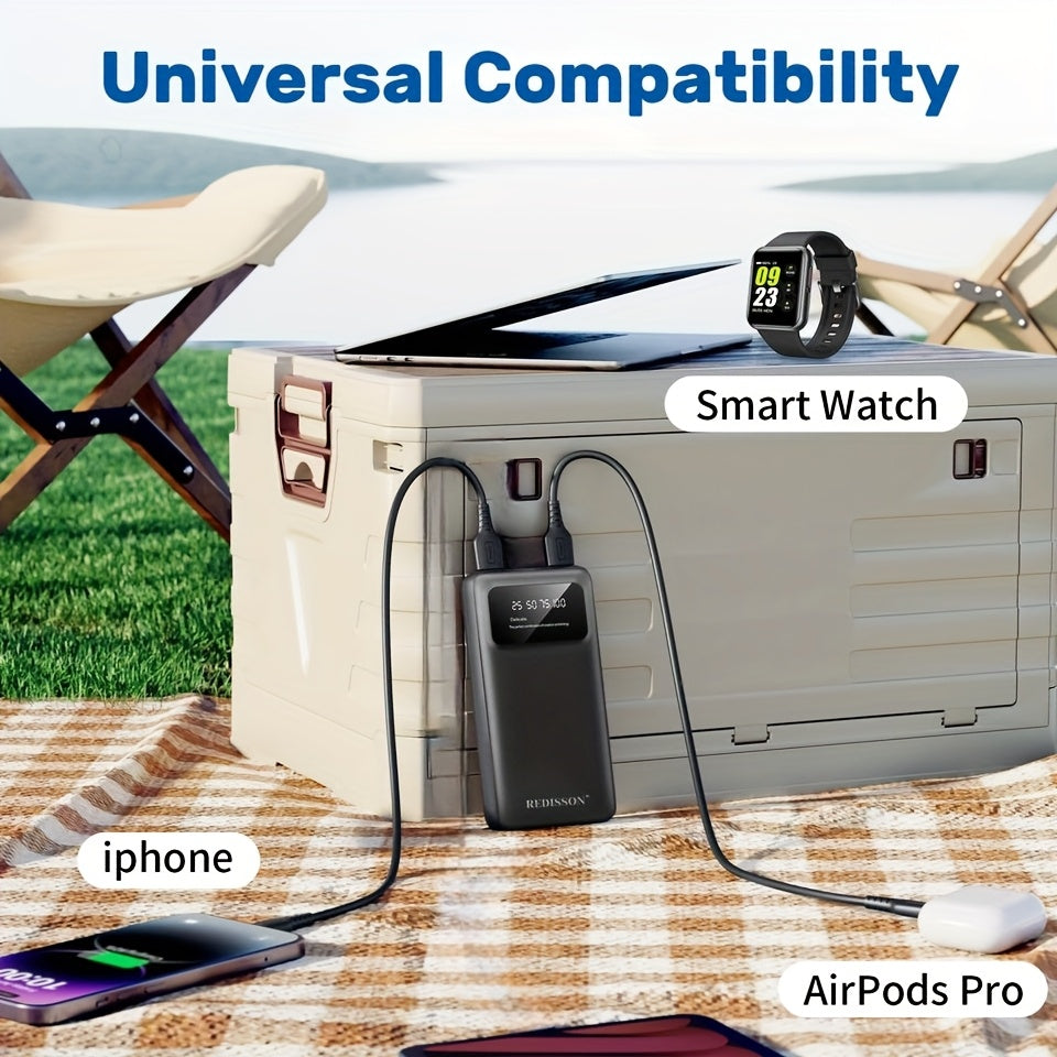 REDISSON Portable Power Bank with LED Display - Fast Charging USB-C Portable Charger, Slim Compact Design, Wireless Charging, Built-in Flashlight, Compatible with Smartphones, Tablets, Laptops - for Travel, Home, Office, Camp - The Superior Findings Depot