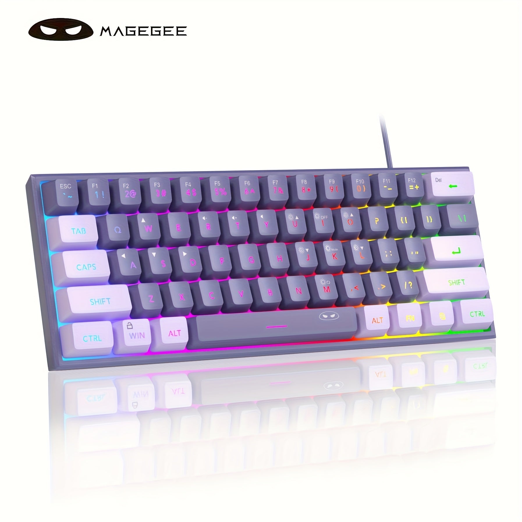 MageGee Mini 60% Gaming/Office Keyboard, Keycap Type Wired RGB Backlit Compact Computer Keyboard for Windows/Mac/Laptop, Laptop Accessory, Modern Keyboard, Sturdy Construction, Adjustable Lighting, Students - The Superior Findings Depot