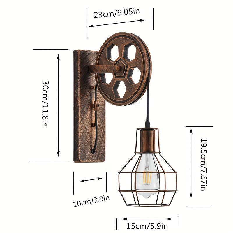 1pc Vintage Industrial Wall Sconce, Rustic Farmhouse Bedside Lamps, Antique Fixtures Wall Lamps For Restaurants Home Bars Bedroom Bedside Corridor Lamps, Do Not Contain Light Bulb - The Superior Findings Depot
