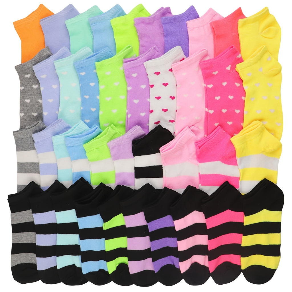 20pairs Random Color Teenager's Fashion Cute Pattern Low-cut Socks, Comfy & Breathable Soft & Elastic Thin Socks For Spring And Summer - The Superior Findings Depot