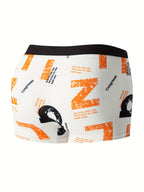 4pcs Flower Pattern Men's Antibacterial Underwear, Casual Boxer Briefs Shorts, Breathable Comfy Stretchy Boxer Sports Shorts - The Superior Findings Depot