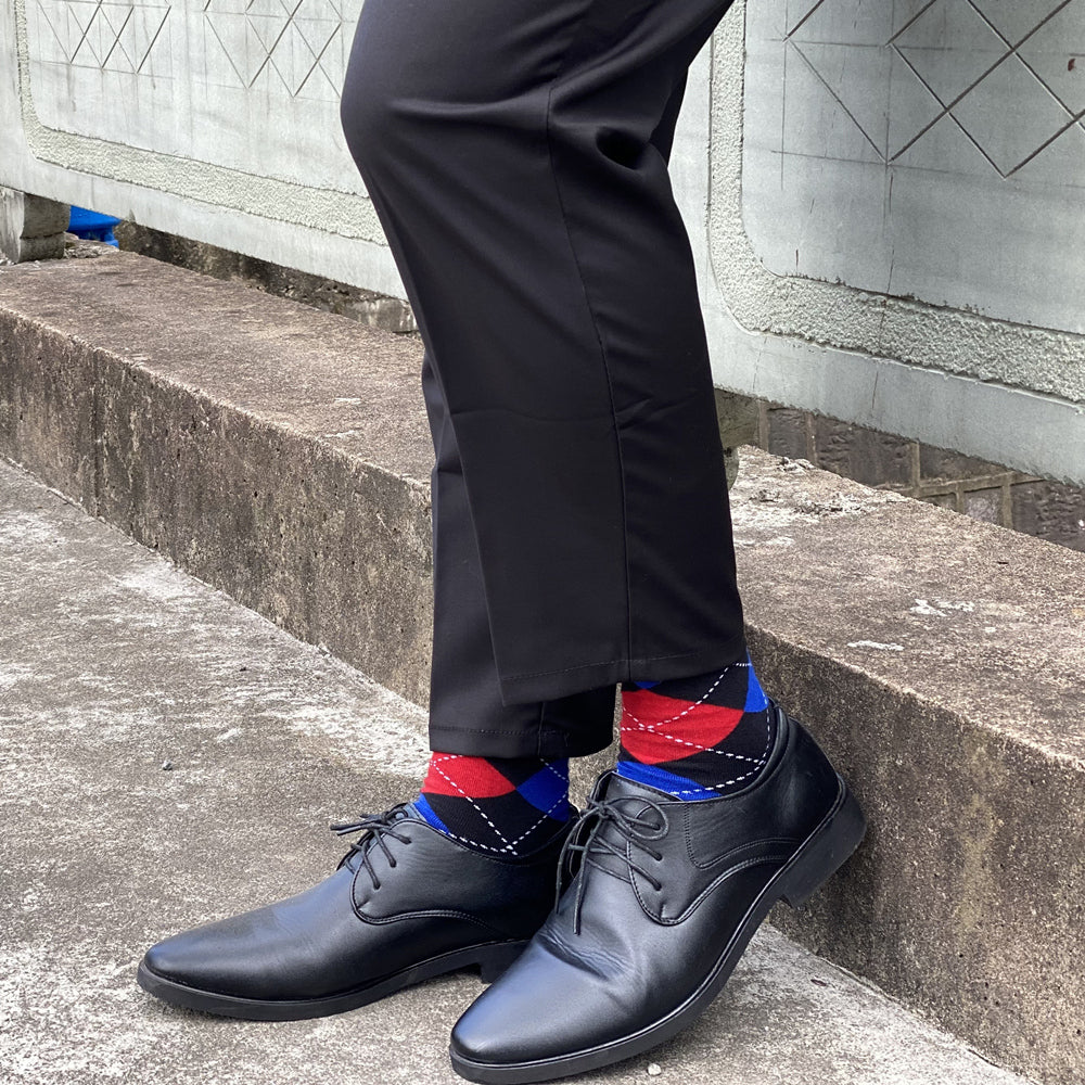 5pairs Men's Cotton Argyle Color Block Soft Crew Socks, Men's Business Socks, Multicolor Set - The Superior Findings Depot