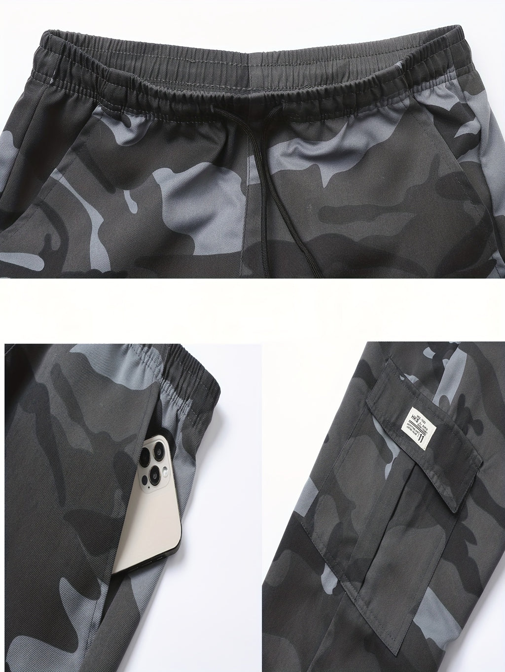 Men's Camouflage Cargo Pants - High-Waisted Loose-Fit Camo
