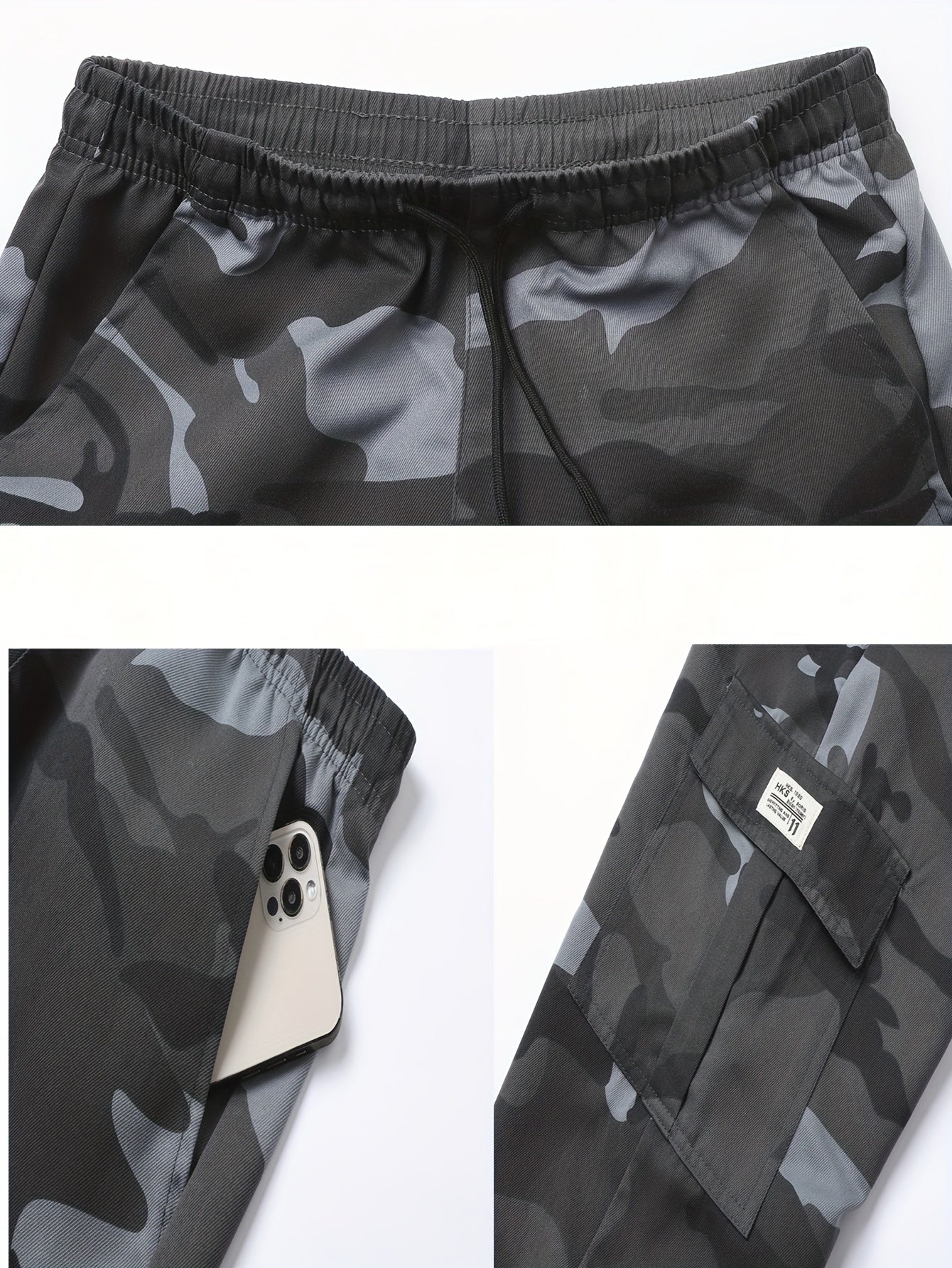 Men's Camouflage Cargo Pants - High-Waisted Loose-Fit Camo