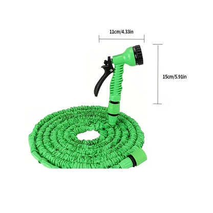 Expandable Garden Hose with Spray Nozzle – 25ft/50ft/100ft Flexible Water Hose, 3-Layer Latex Core & Durable Fabric, for Car Wash, Lawn & Garden Irrigation