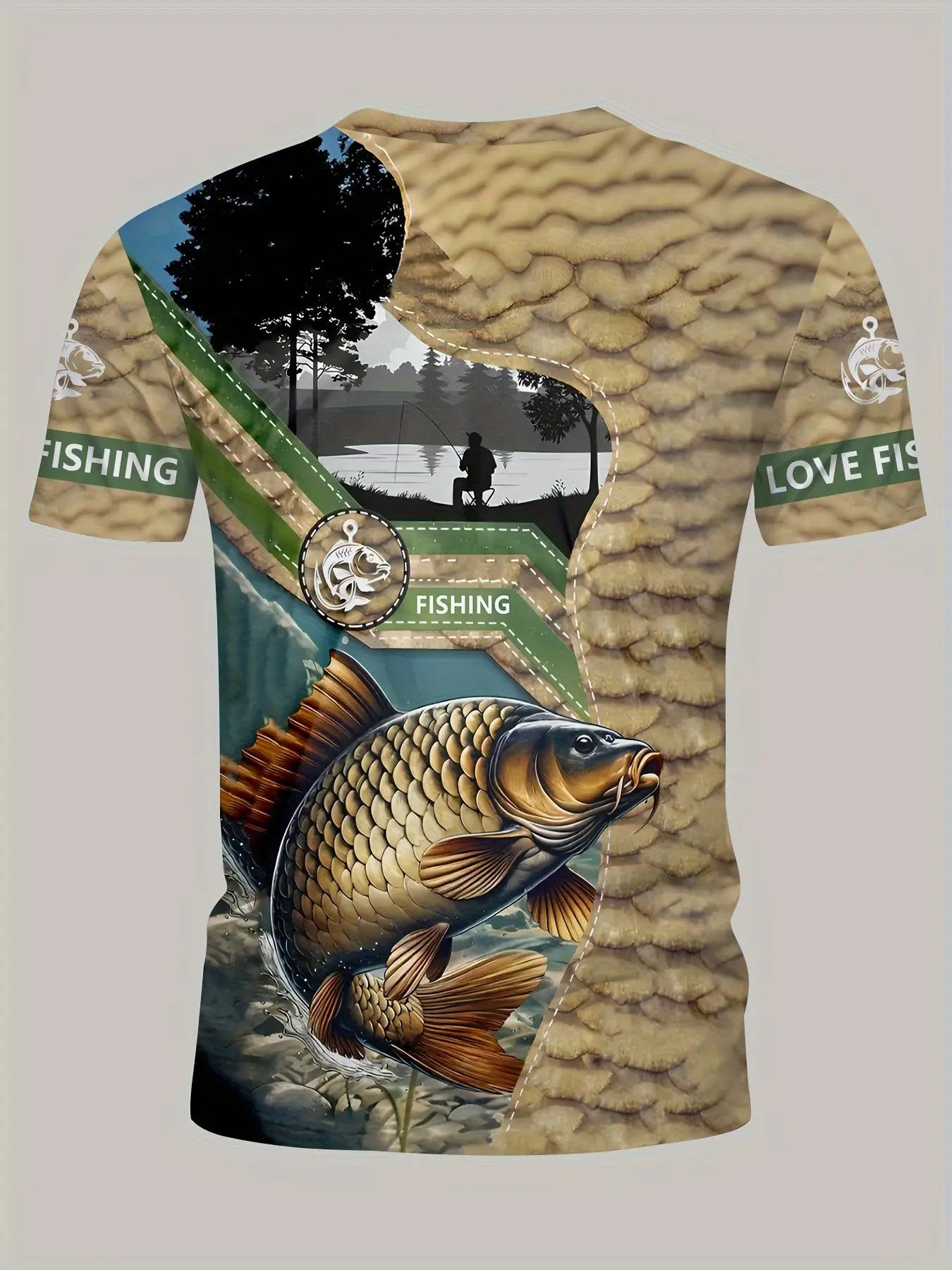 Men's Carp Fishing Print T-Shirt - All-Over Digital Print