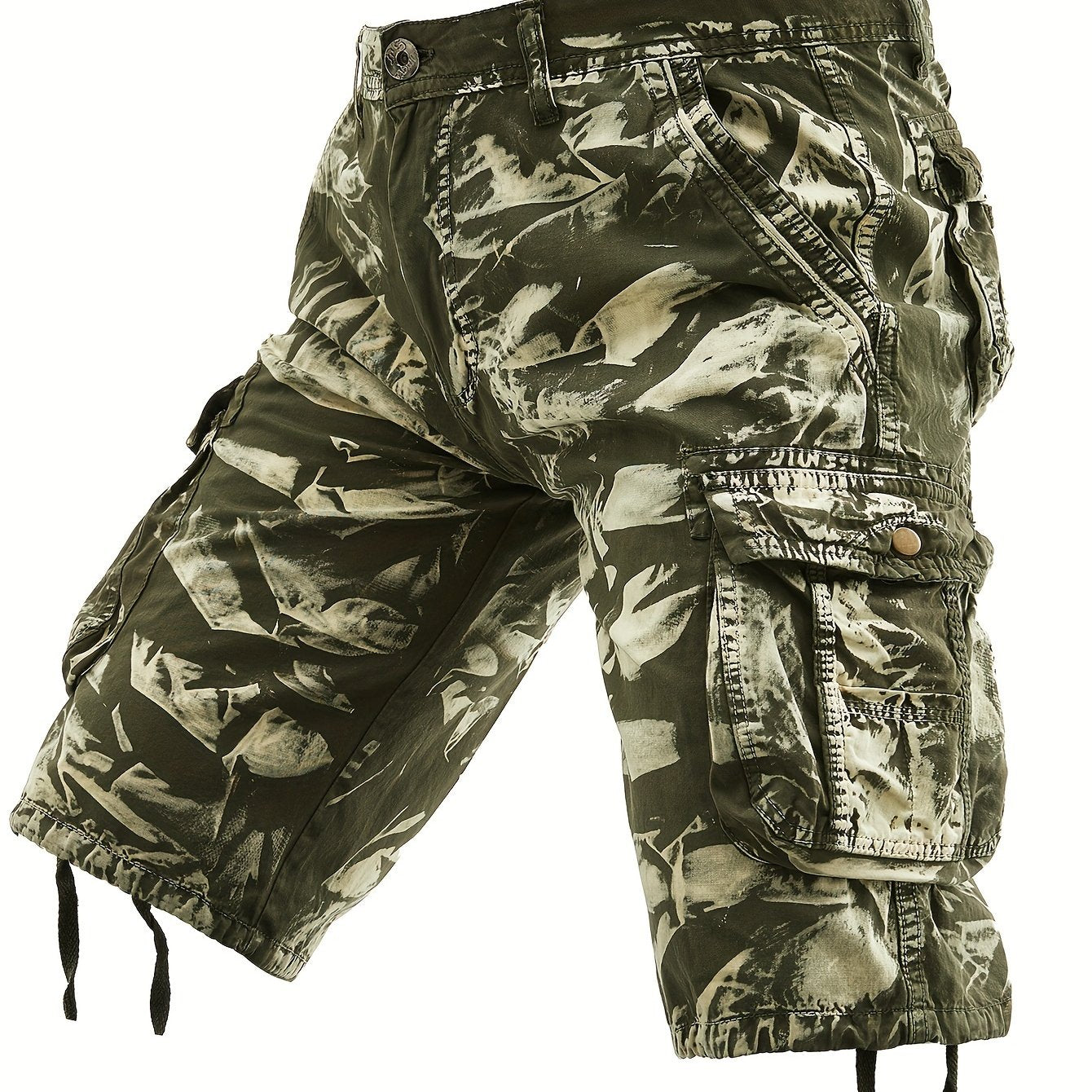 Men's Pure Tie-Dye Washed Outdoor Multi-Pocket Cargo Shorts
