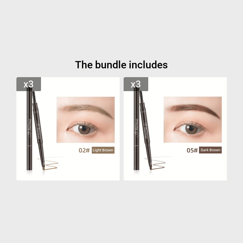 Waterproof 5 Colors Natural Makeup Double Heads Automatic Eyebrow Pencil Waterproof Long-lasting Easy Ware Eyebrow Pen With Eyebrow Brush - The Superior Findings Depot