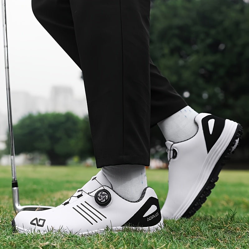 AOPLUS Men'S Stylish Golf Shoes - Low-Top Synthetic Cover Upper, Breathable Fabric & Cushioned Rubber Sole, All-Season Golf Shoes with Arch Support & Traction, Sleek Shoe Design, Comfortable Fit