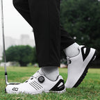 AOPLUS Men'S Stylish Golf Shoes - Low-Top Synthetic Cover Upper, Breathable Fabric & Cushioned Rubber Sole, All-Season Golf Shoes with Arch Support & Traction, Sleek Shoe Design, Comfortable Fit