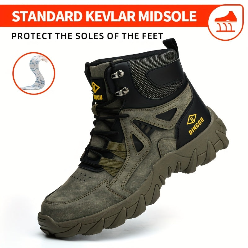 Men's Steel Toe Puncture-Proof Anti-Skid Work Boots with Kevlar-Reinforced Midsole & Breathable - Slip-Resistant Rubber Sole, All-Season Comfort for Industrial Construction & Outdoor Safety Shoes, Steel Toe Boots, Sleek Profe - The Superior Findings Depot