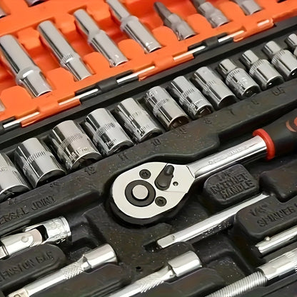 53pcs Universal Car Repair Tool Set - Comprehensive Automotive Maintenance Solution - High-Quality Durable Accessories Suitable for DIY Repairs and Daily Use, Industrial Professional Manual Tool Kit Including Socket Wrenches