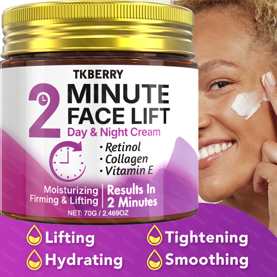 2-Minute Face Lift Day & Night Cream - Collagen Lift & Tight Face Cream with Retinol, Collagen, Turmeric, Hyaluronic Acid & Vitamin CE - Moisturizing & Smoothing for All Skin Types - Alcohol-Free, 24-Hour Hydration, Face Loti - The Superior Findings Depot