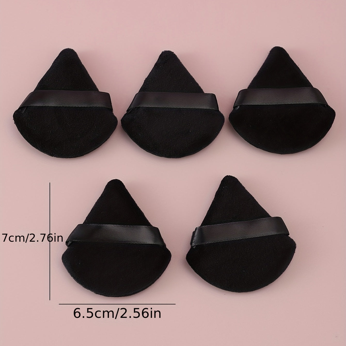 5pcs Soft Triangle Powder Puffs for Loose Powder, Mineral Powder, Body Powder, Velour Cosmetic Foundation Sponges - Nude and Black - Beauty Makeup Tools - The Superior Findings Depot