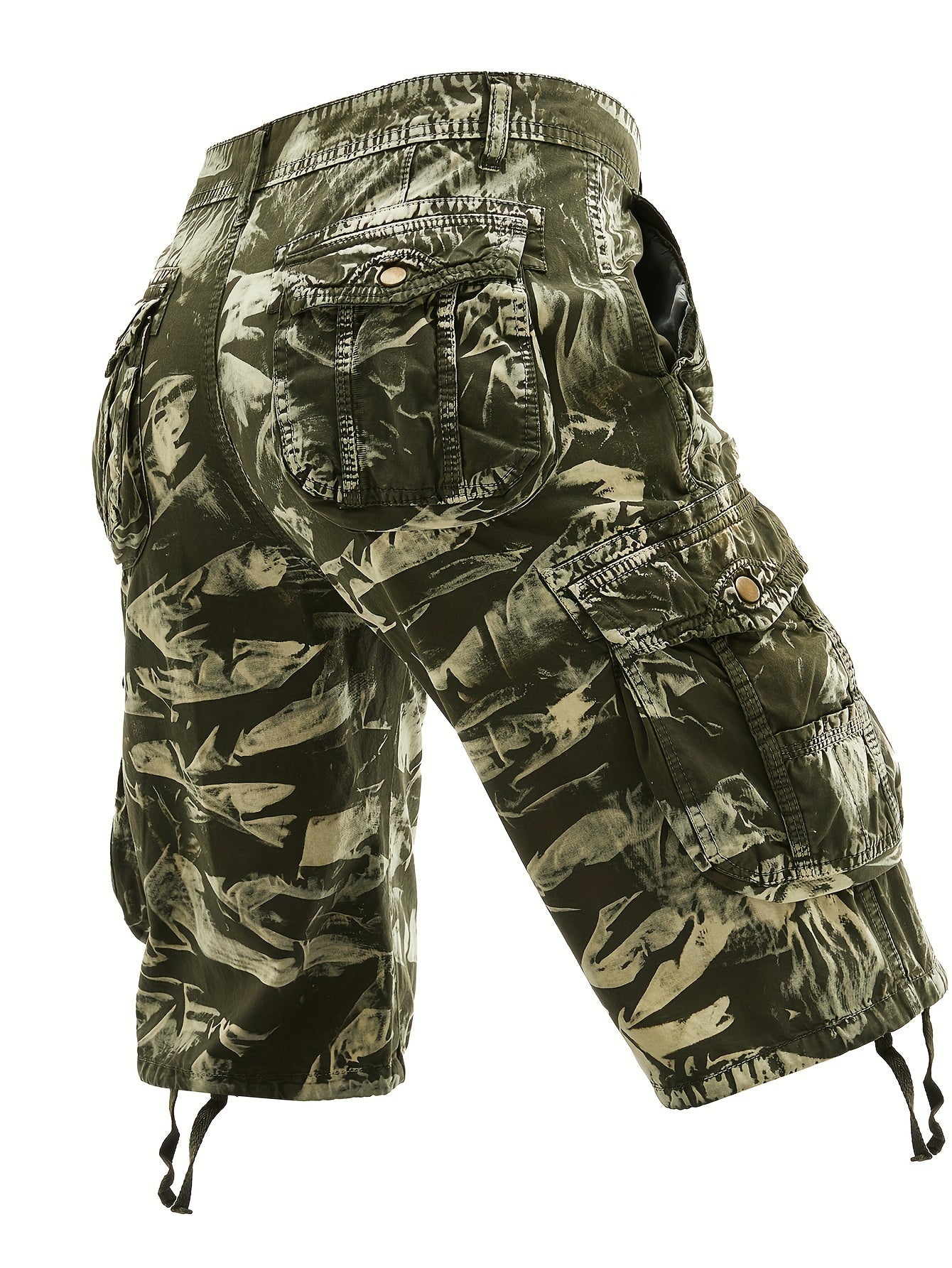 Men's Pure Tie-Dye Washed Outdoor Multi-Pocket Cargo Shorts