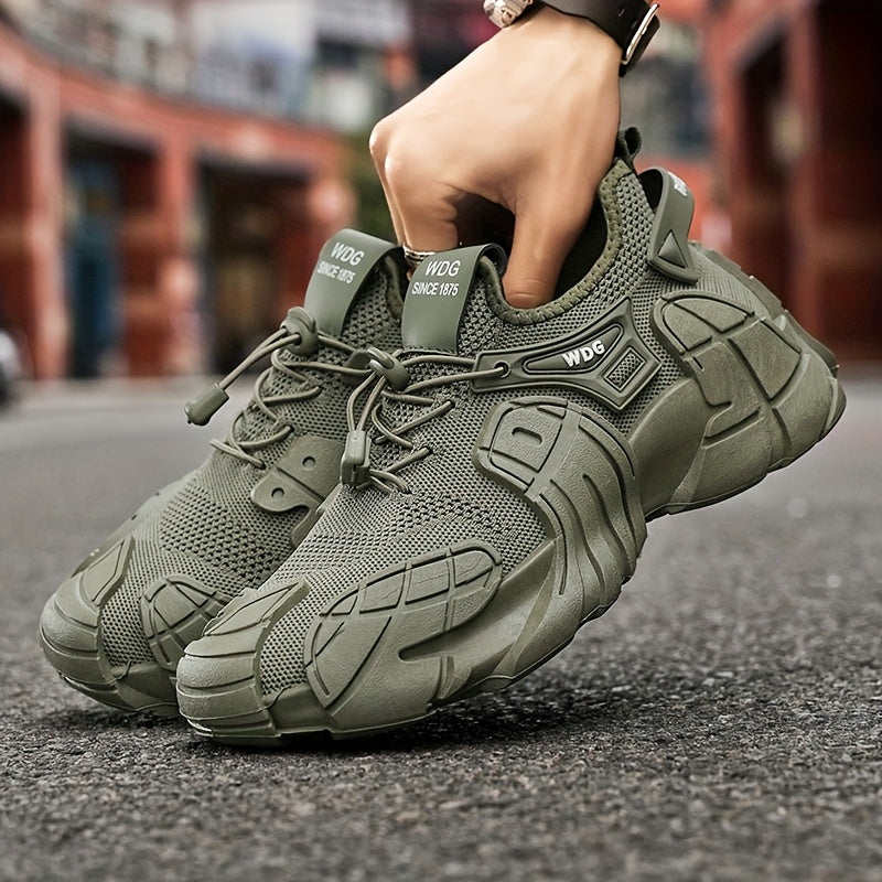 Men's Breathable Knit Sneakers - Soft Non-Slip Olive Green