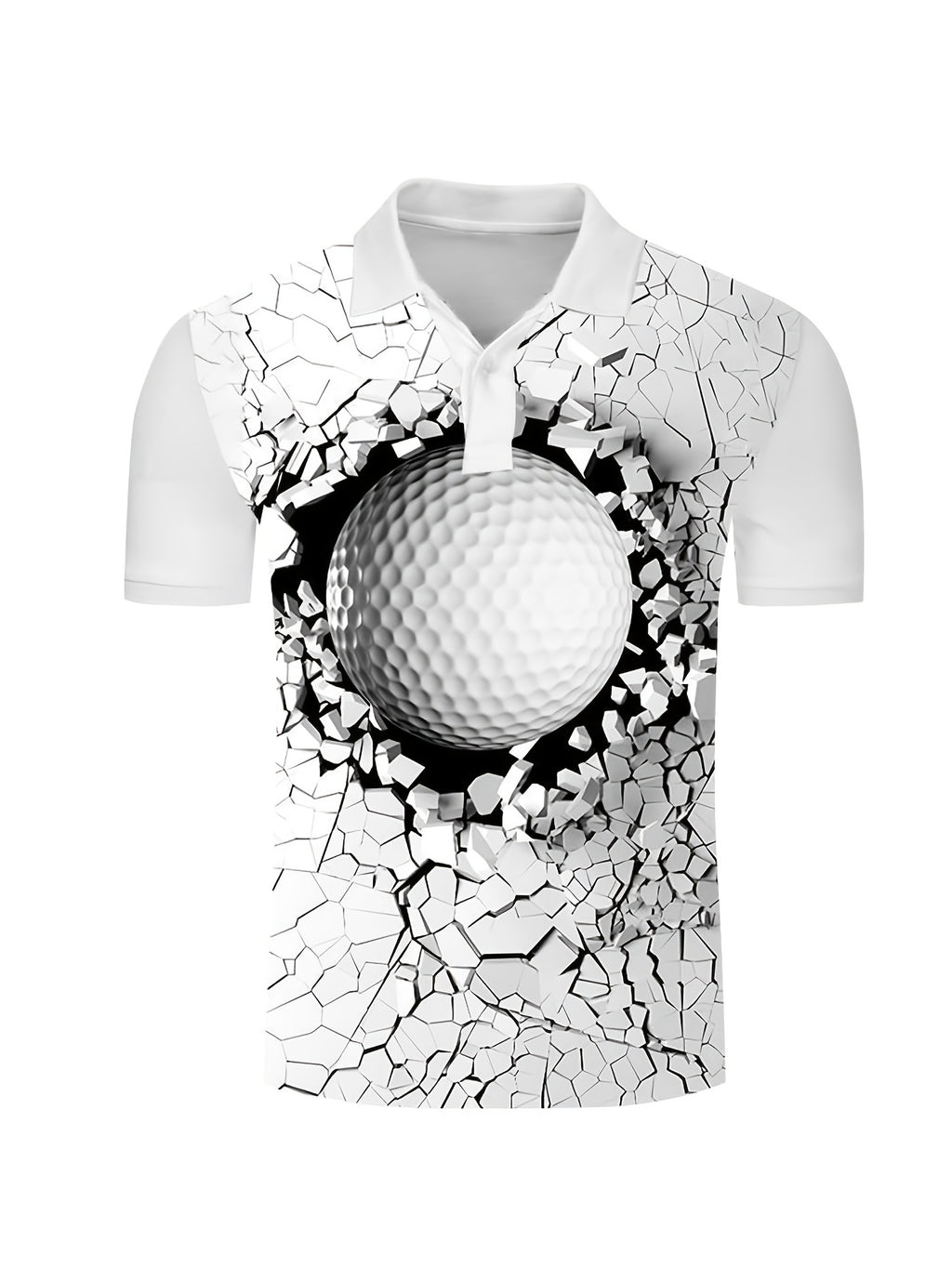 Fashion Simple Printed Shirt Casual Turnover Collar Men's Shirt Summer Breathable Golf Shirt Short Sleeve Sports Top