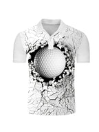 Fashion Simple Printed Shirt Casual Turnover Collar Men's Shirt Summer Breathable Golf Shirt Short Sleeve Sports Top
