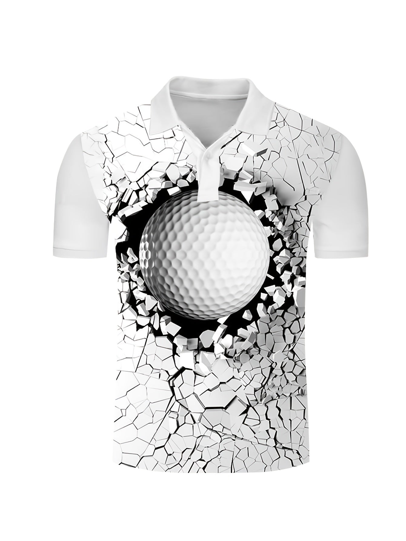 Fashion Simple Printed Shirt Casual Turnover Collar Men's Shirt Summer Breathable Golf Shirt Short Sleeve Sports Top