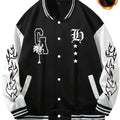 Warm Letter Print Star Pattern Embroidery Varsity Jacket, Men's Casual Color Block Button Up Jacket For Spring Fall School Baseball - The Superior Findings Depot