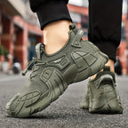 Men's Breathable Knit Sneakers - Soft Non-Slip Olive Green
