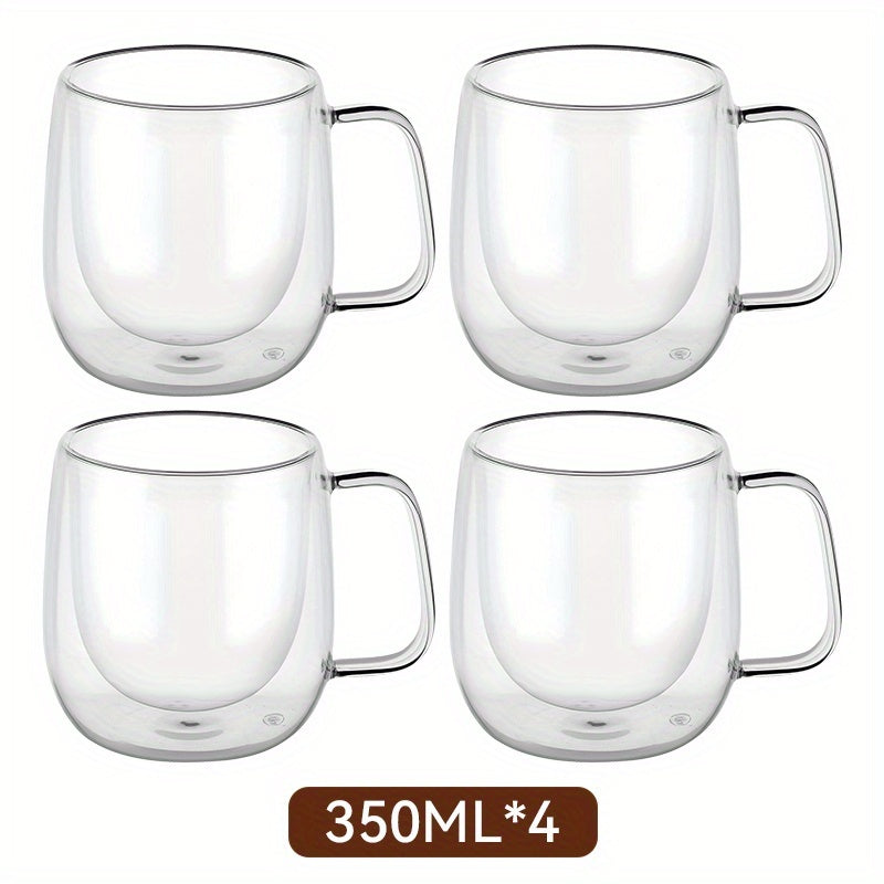 2/4pcs High Borosilicate Double-Layer Glass Mugs | Transparent Heat-Insulated Water Cups with Handles, Large Capacity, Burn Prevention Design, Perfect for Coffee, Tea, Smoothies | Durable Glass, Reusable, Hand Wash Only - The Superior Findings Depot