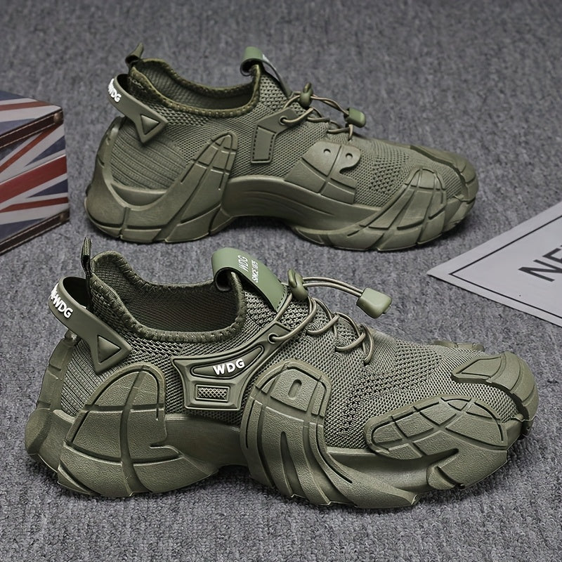 Men's Breathable Knit Sneakers - Soft Non-Slip Olive Green
