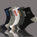20 Pairs Men'S Polyester Sports Socks, Breathable Knit Fabric, Alphabet Pattern, Thick Warm Socks for All Seasons, 100% Polyester